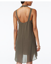 City Studios Juniors High Low Halter Shift Dress With Necklace