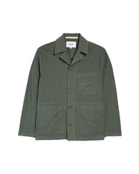 Norse Projects Gm X Np Mads Back Satin Cotton Chore Jacket In Thyme Green At Nordstrom