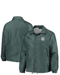 Dunbrooke Green Green Bay Packers Coaches Classic Raglan Full Snap Windbreaker Jacket