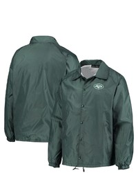 Dunbrooke Green New York Jets Coaches Classic Raglan Full Snap Windbreaker Jacket