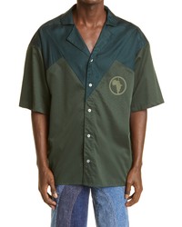 Ahluwalia Robyn Africa Graphic Short Sleeve Button Up Camp Shirt