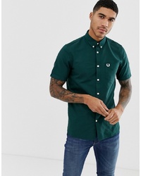 Fred Perry Short Sleeve Oxford Shirt In Green