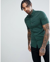 ASOS DESIGN Skinny Viscose Shirt In Pine Green