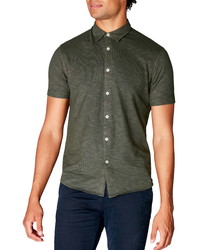 Good Man Brand Slub Knit Short Sleeve Button Up Shirt