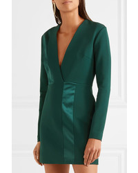 Dion Lee Silk Satin Paneled Jersey Mini Dress Emerald
