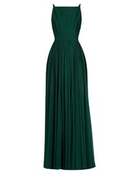 Dark Green Silk Evening Dress