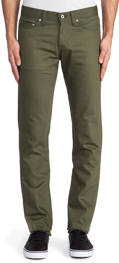 Naked Famous Denim Weird Guy Selvedge Chino Oz In Green Revolve Clothing Lookastic