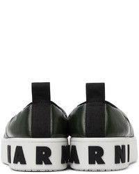 Marni Khaki Paw Quilted Slip On Low Sneakers