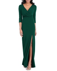 After Six Surplice Stretch Crepe Gown