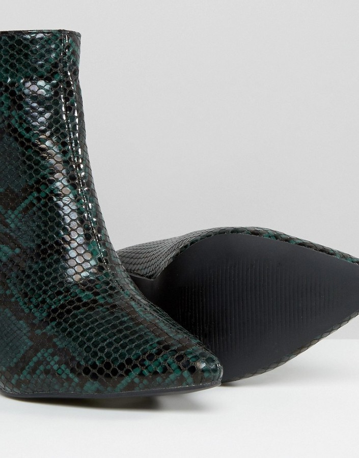 green snake print boots