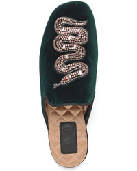 Gucci Lawrence Crystal Snake Mule Emerald