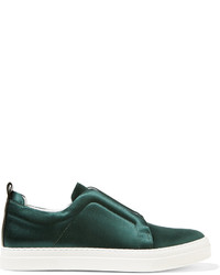 Pierre Hardy Slider Satin Slip On Sneakers Emerald