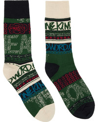 Sacai Green Beige Eric Haze Edition Stripe Socks