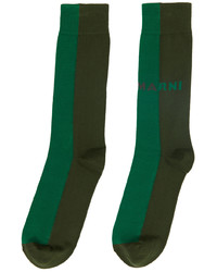 Marni Khaki Green Logo Socks