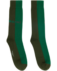 Marni Khaki Green Logo Socks
