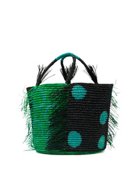 Dark Green Straw Tote Bag