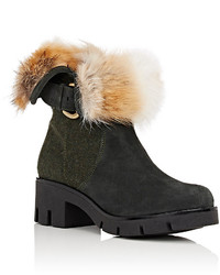 Mr & Mrs Italy Fur Collar Suede Felt Ankle Boots