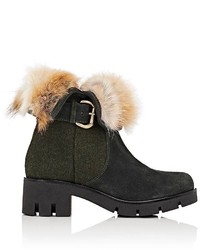 Mr & Mrs Italy Fur Collar Suede Felt Ankle Boots