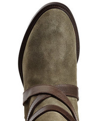 Dsquared2 Suede Ankle Boots With Contrast Leather Straps