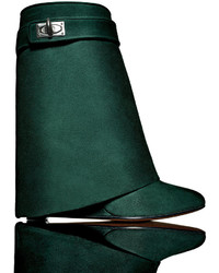 Givenchy Suede Shark Lock Fold Over Boot Forest Green