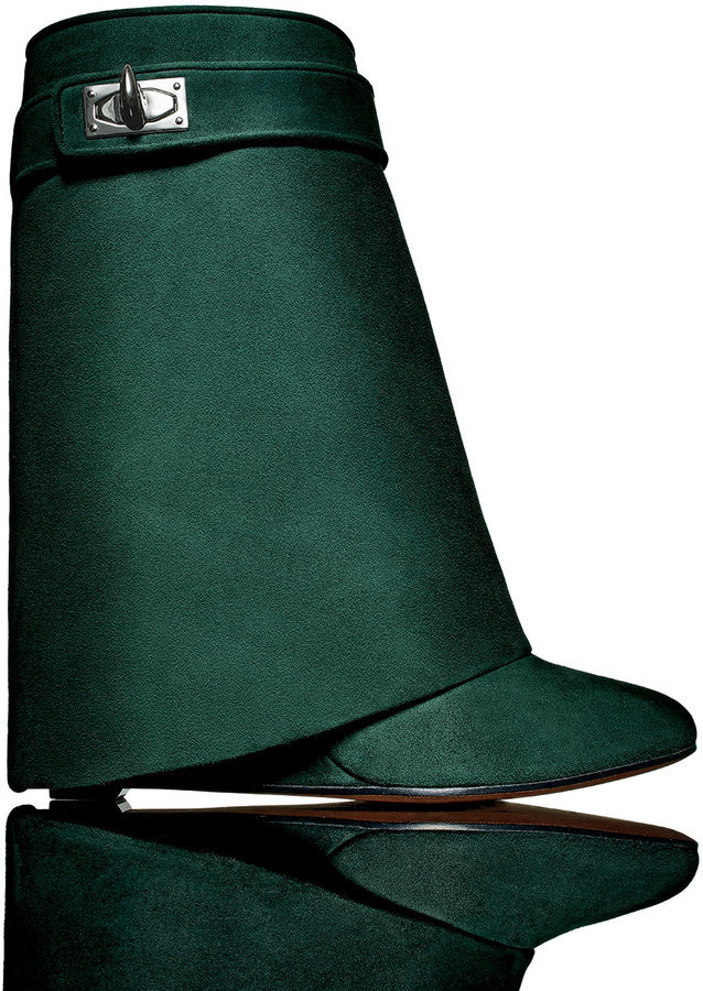 Givenchy Suede Shark Lock Fold Over Boot Forest Green, $1,595 | Neiman  Marcus | Lookastic