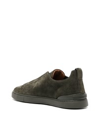 Zegna Triple Stitch Suede Low Top Sneakers