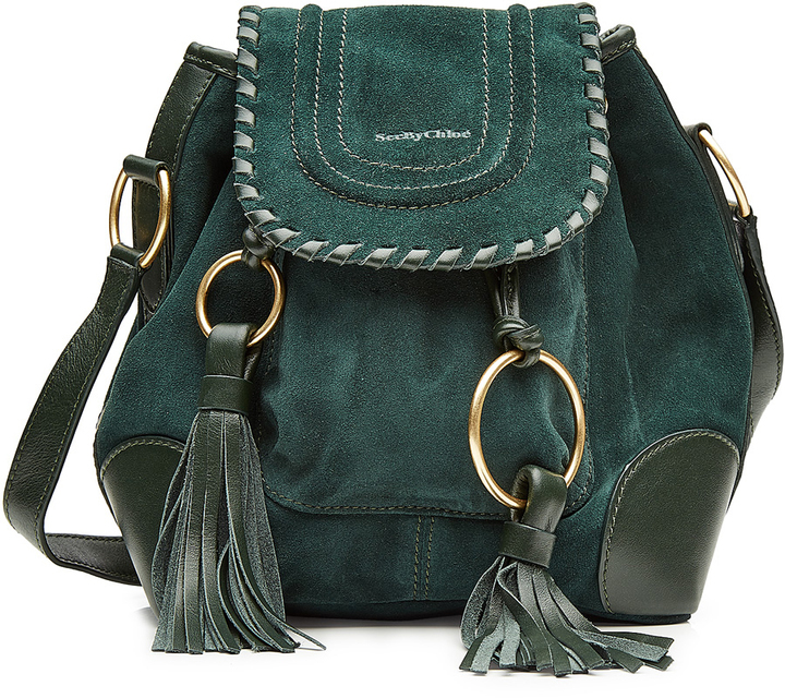 green suede backpack