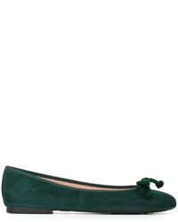 Dark Green Suede Ballerina Shoes