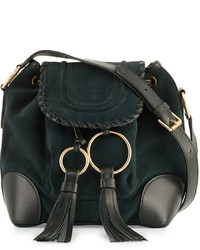See by Chloe Polly Suede Flap Bucket Bag Dark Forest