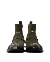 Balenciaga Brown Suede Harness Santiag Boots
