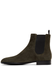 Gianvito Rossi Green Suede Alain Chelsea Boots