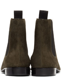 Gianvito Rossi Green Suede Alain Chelsea Boots