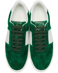 Valentino Green And White Garavani Fly Crew Sneakers