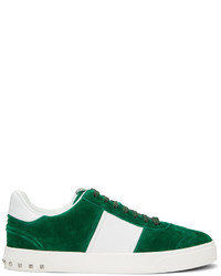 Valentino Green And White Garavani Fly Crew Sneakers