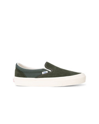 Dark Green Suede Slip-on Sneakers