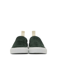 Common Projects Green Suede Slip On Sneakers