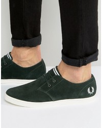 Fred Perry Byron Low Suede Sneakers In Green