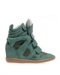 Isabel Marant Burt Suede And Leather Wedge Trainers