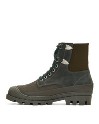 Toga Virilis Green Suede Lace Up Boots