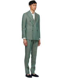 Doppiaa Green Linen Aareseant Double Breasted Suit