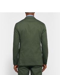 Mp Massimo Piombo Green Slim Fit Cotton Gabardine Suit Jacket