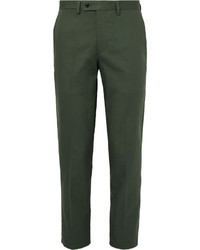 Mp Massimo Piombo Green Slim Fit Cotton Gabardine Suit Trousers