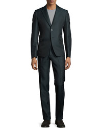 Valentino Notch Lapel Two Button Suit Green