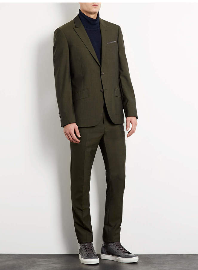 Topman Dark Green Tonic Skinny Suit Jacket, $300 | Topman | Lookastic