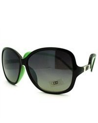106Shades Dg Eyewear Oversized Round Sunglasses With Low Crooked Temples Green