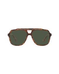 Dolce & Gabbana 60mm Polarized Aviator Sunglasses In Brown Havanagreen Polarized At Nordstrom