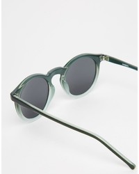 Asos Brand Round Sunglasses In Green Ombre