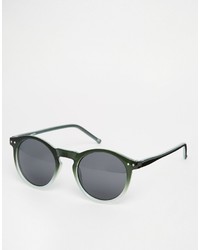 Asos Brand Round Sunglasses In Green Ombre