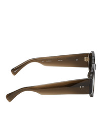 Dries Van Noten Brown Linda Farrow Edition Thick Angular Sunglasses
