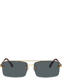 Dries Van Noten Gold Linda Farrow Edition Rectangular Sunglasses